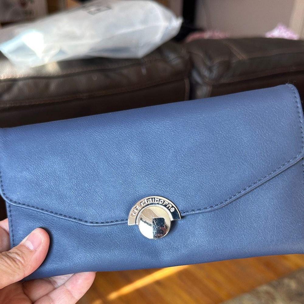 EUC Liz Claiborne Elegant Blue Leather Clutch